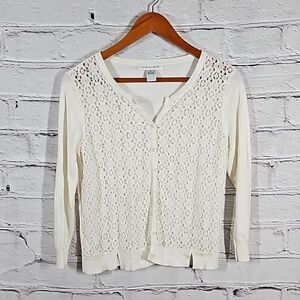 August Silk Cream Cardigan Sweater